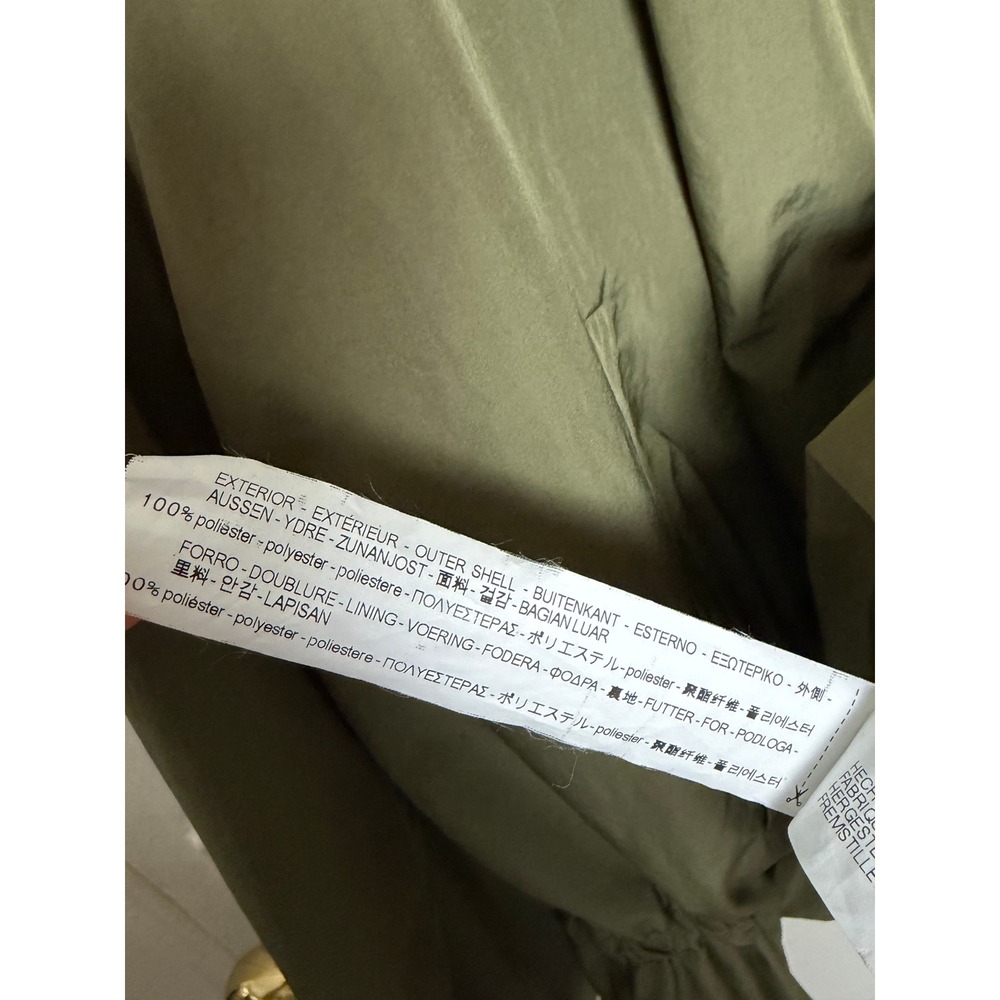 Zara Basic Womens XL Olive Green Full Zip Windbreaker Jacket Drawstring Hem - Picture 5 of 7